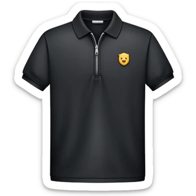 Black polo shirt with zipper sticker