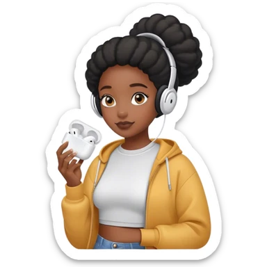 Black girl with AirPods pro max sticker