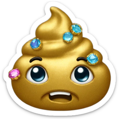 Gold poo with gems sticker