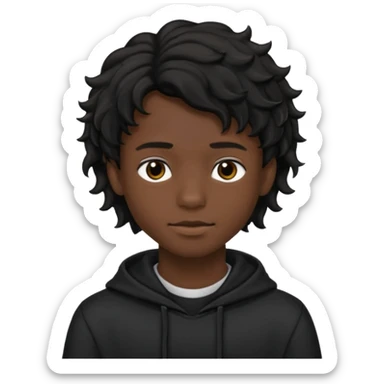 Menino de 15 anos de cabelo ondulado preto e de roupa preta sticker