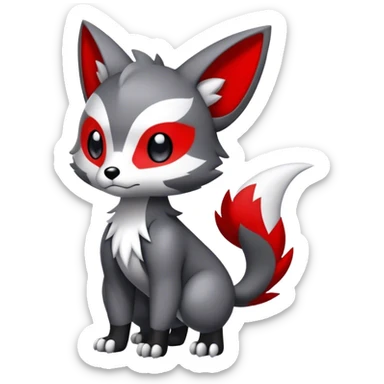 Cute cool black red white grey animal hybrid Fakemon full body sticker