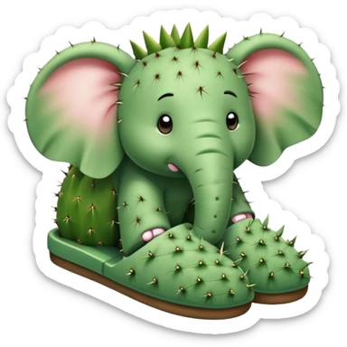 A cactus elephant with slippers sticker