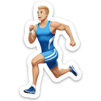 An icon showing a large stadium filled with cheering fans and bright lights In the background. The sky is clear and blue. a running track with lanes marked in white. A sprinter in mid-stride pushes forward, muscles tense.Transparent background emphasizes the speed and energy of running. sticker