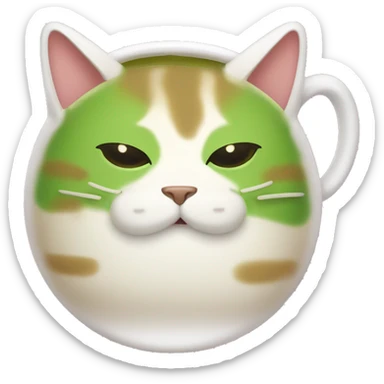 Fat cat drink matcha latte  sticker