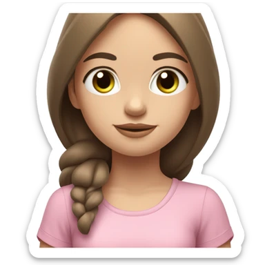 a girl with brown long hair, fair skin and green eyes, meditates in a relaxed lotus position in a comfortable monochrome pink top and monochrome pink leggings sticker
