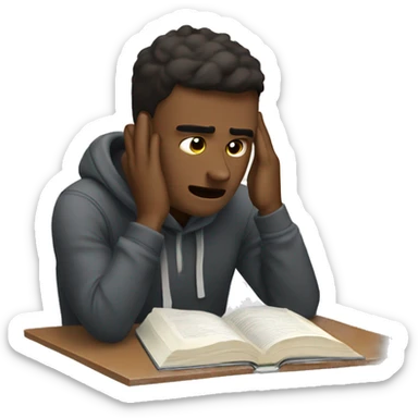 guy stressing out cuz o studying sticker