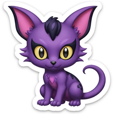 Black batty vampiric scary spooky dark dusky gloomy cute handsome beautiful pretty Liepard-Noibat-Delcatty-Pokémon-fusion sticker