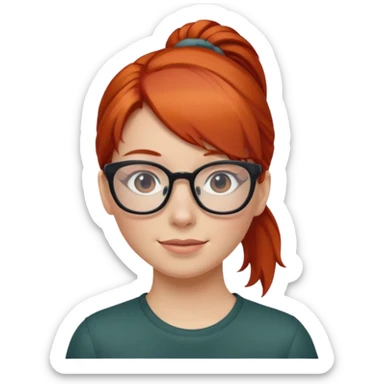red haired Ponytail Girl with Glasses sticker