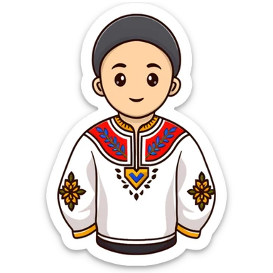 A young Ukrainian psychologist wearing a traditional embroidered vyshyvanka shirt sticker