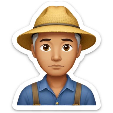 seriuos asian photorealistic farmer sticker