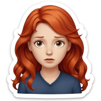 Fear of public speaking, white woman, long curly red hair, make hair more wavy and less puffy sticker