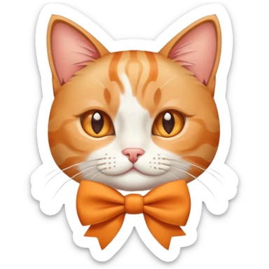 A cat wearing a bow sticker