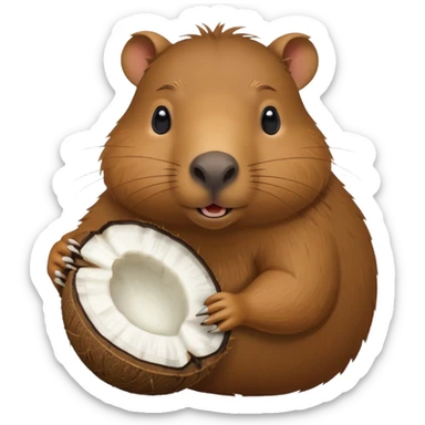 capybara with coconut shell  sticker