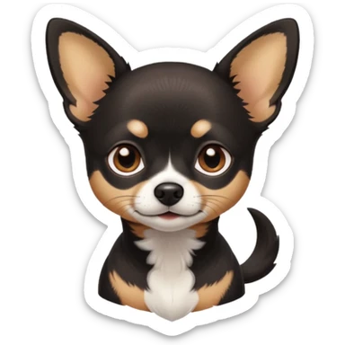 Very Dark black Chihuahua with white markings On the neck sticker