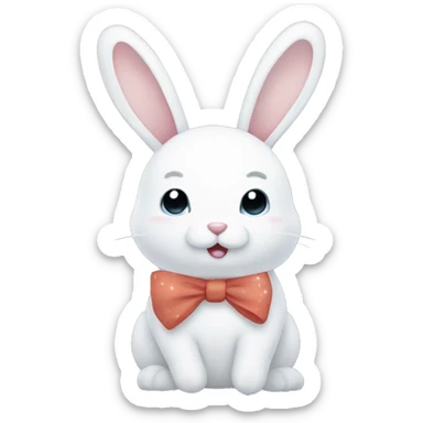 Snow rabbit cute with bow sticker