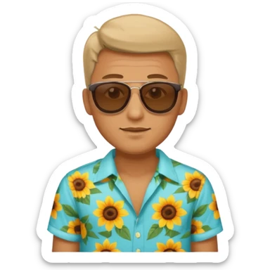 man with sunglasses and summer shirt sticker