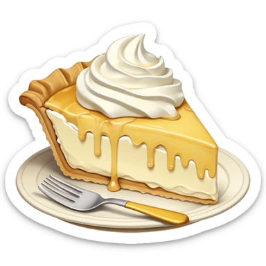 Slice of pale yellow pie with whipped cream melting and dripping off of it sticker