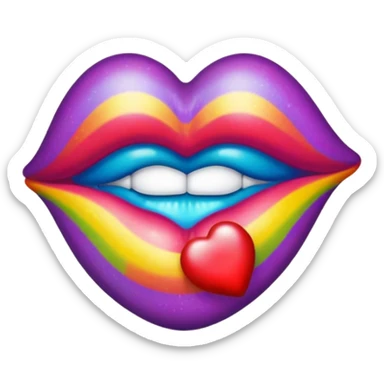 A psychedelic-colored sealed with a kiss mark sticker