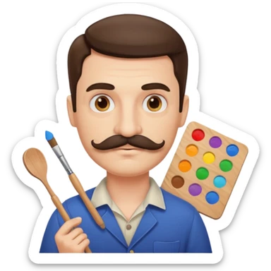 artist with a palette and a moustache sticker