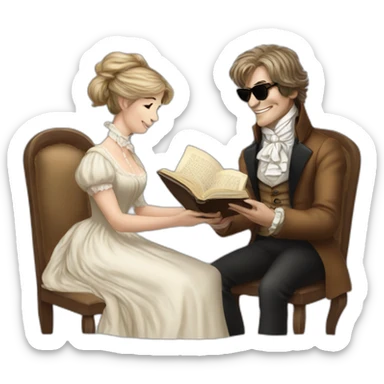 eddie from iron maiden as jane austen reading a book sticker
