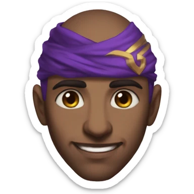 make kassadin from league of legends but just his head and blushing, make him middle eastern, not brown, and she less of his face and more of kassadins mask. make his skin lighter sticker