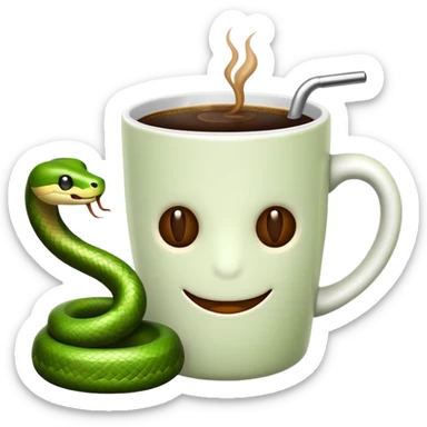Snake themed emoji with coffee sticker