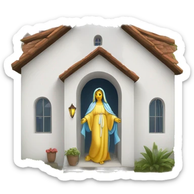 virgin mary arriving at a house sticker