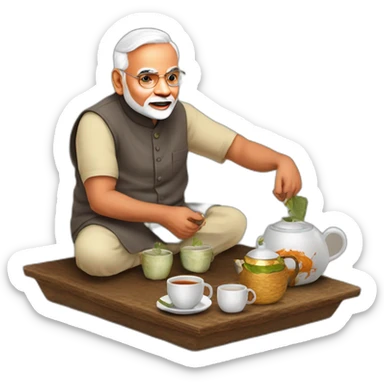 Narendra Modi as ordinary tea seller sticker
