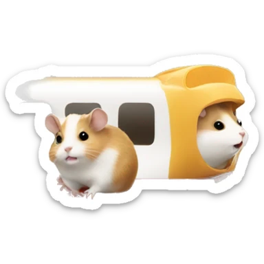 hamster rides a train sticker