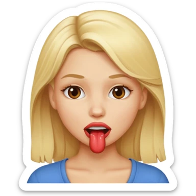 Blonde girl biting lips  sticker
