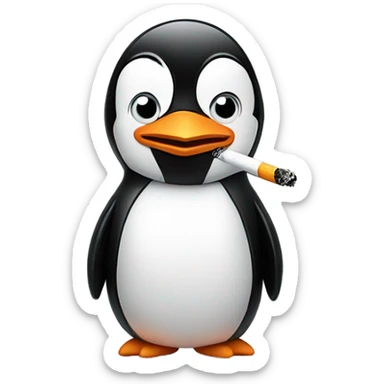 Penguin smoking sticker