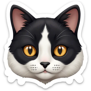 black and white cat face more black than white  sticker