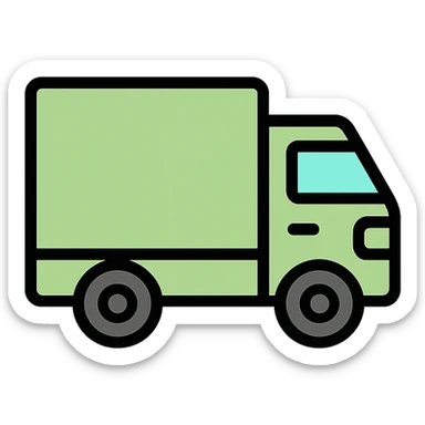light green truck with black details, clean and simple icon style sticker
