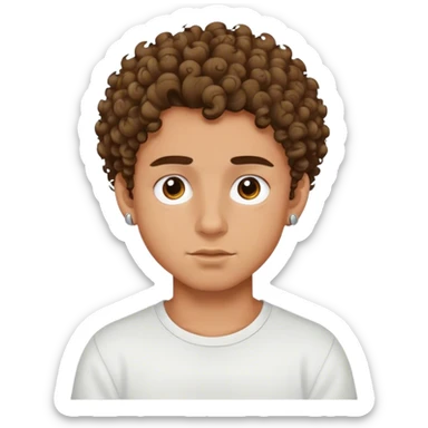 Volleyball player, boy curly hair with one eyebrow piercing sticker