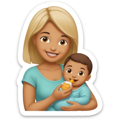 woman pretending to eat baby sticker