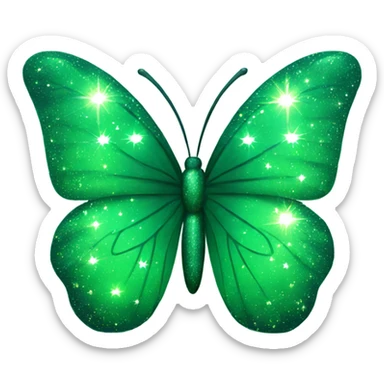 Green butterfly with sparkles  sticker