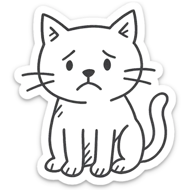 A cute sad red cat sticker