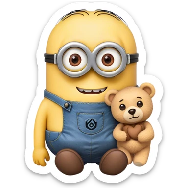 Minion with teddy bear sticker