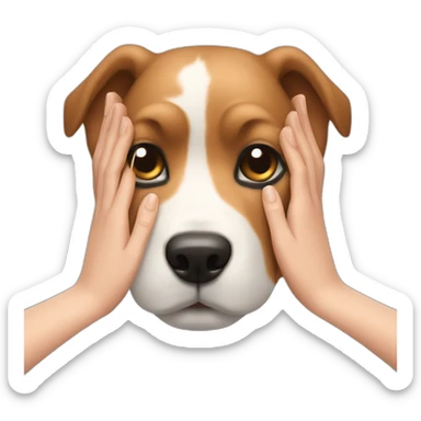 dog head massage with human hands sticker