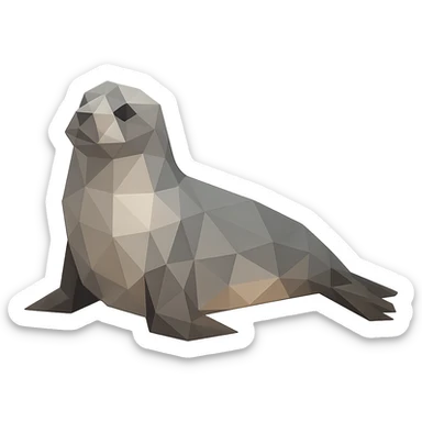 polygonal seal, low-poly polygonal illustration sticker