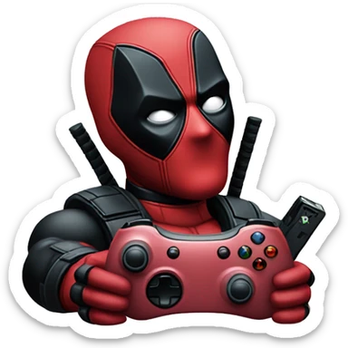 Deadpool holding xbox controller sticker