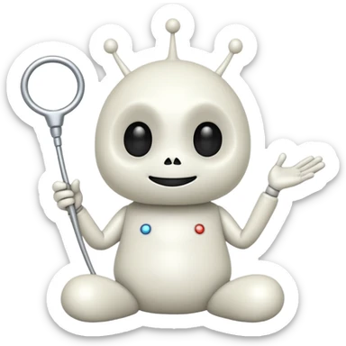 Snoo the Reddit mascot, classic look, white alien with antenna, simple and friendly sticker