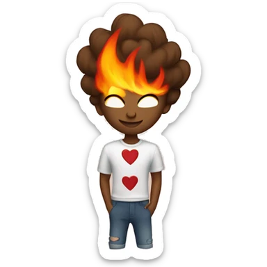Love struck with flaming hearts sticker