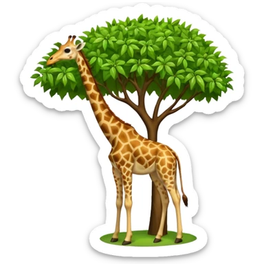 giraffe eating leaves from a tree sticker