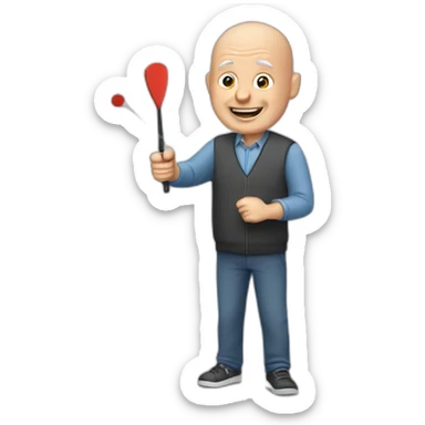 European bald IT guy in his sixties playing darts sticker