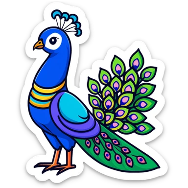 colorful peacock with Hindi word Husn meaning beauty sticker