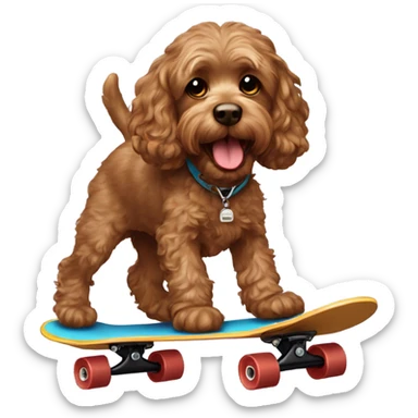 Brown Cockapoo on a skateboard sticker