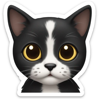 a cute black kitten with an anxious face sticker