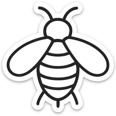 hand-drawn outlined bee icon sticker