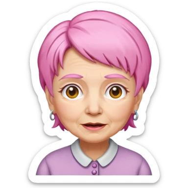 pink haired grandma sticker